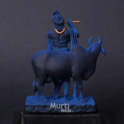 KRISHNA WITH COW ANTIQUE GOLD