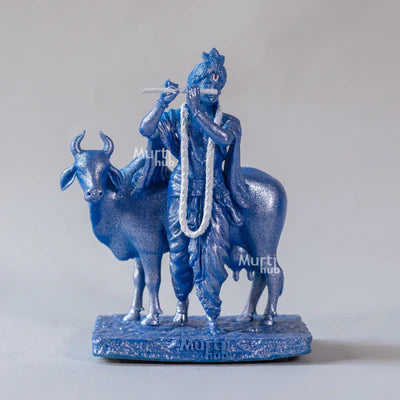 KRISHNA WITH COW ANTIQUE GOLD