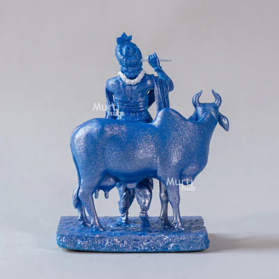 KRISHNA WITH COW ANTIQUE GOLD