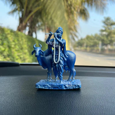 KRISHNA WITH COW ANTIQUE GOLD