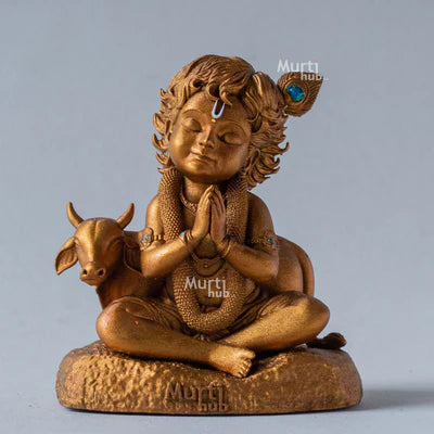 BAAL KRISHNA WITH COW 8 CM