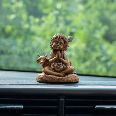 BAAL KRISHNA WITH COW 8 CM