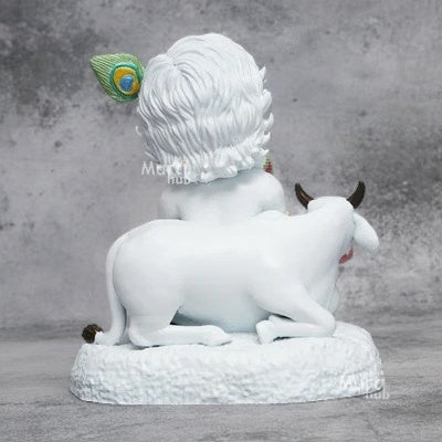 WHITE BAAL KRISHNA WITH COW