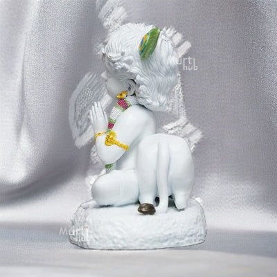 WHITE BAAL KRISHNA WITH COW
