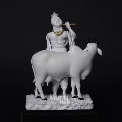 KRISHNA WITH COW ANTIQUE GOLD